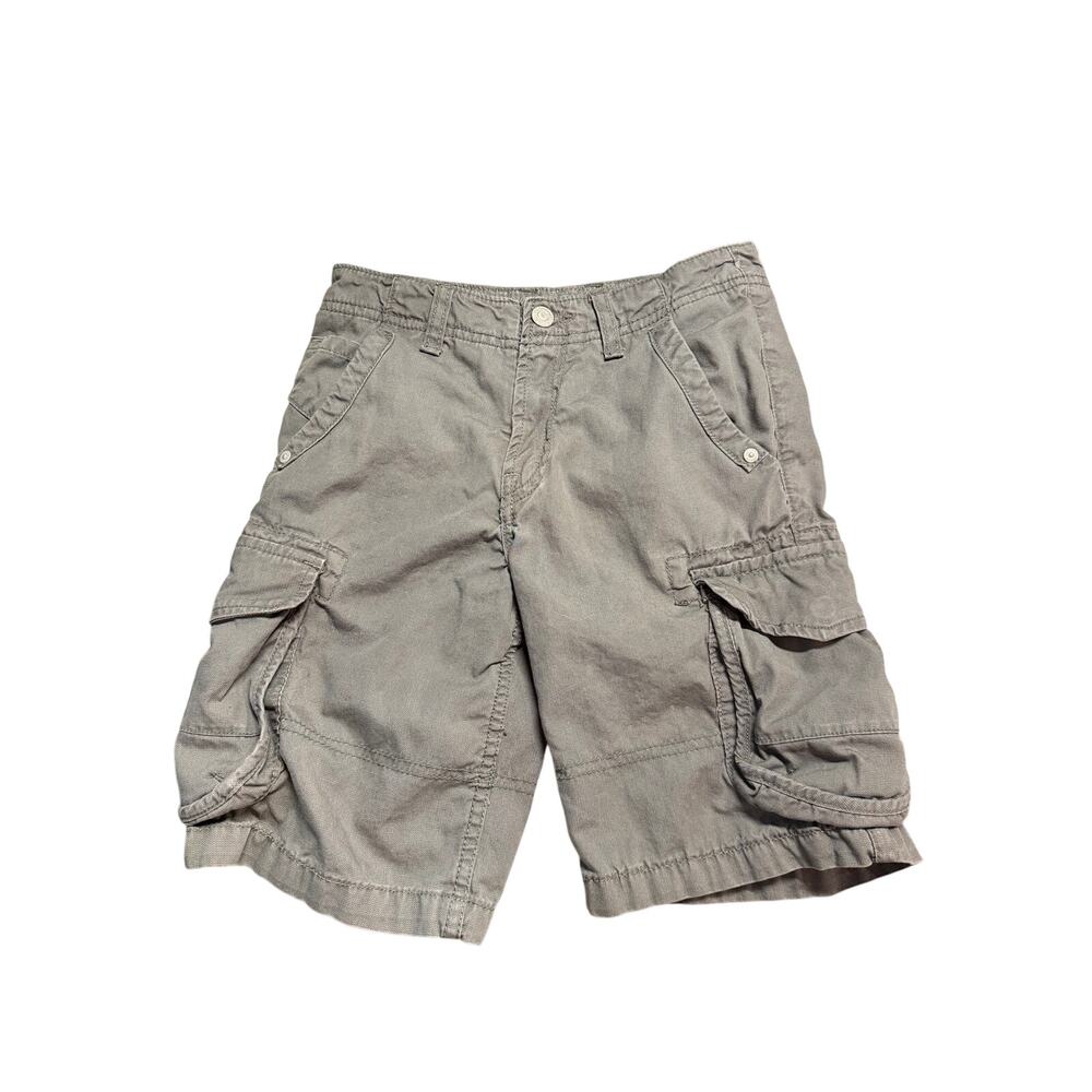 7 For All Mankind Boys Cargo Shorts Size 10 Gray Cotton Utility Y2K